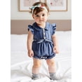 thumbnail image 4 of Argulvti Toddler Baby Girl Ruffled Fly Sleeve Button Romper Casual Summer Jumpsuit Bodysuit 0-18M, 4 of 7