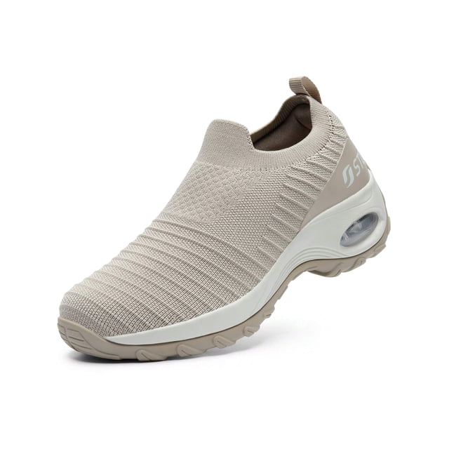 STQ Walking Shoes For Women With Arch Support Slip Resistant Work Shoes Comfort Slip On Sock Sneakers