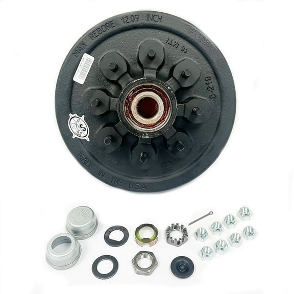 SOUTHWEST WHEEL USA Pre-Greased Easy Assemble 8 on 6.5" Hub and Drum 1/2" Studs for 7,000 lbs. Trailer Axle