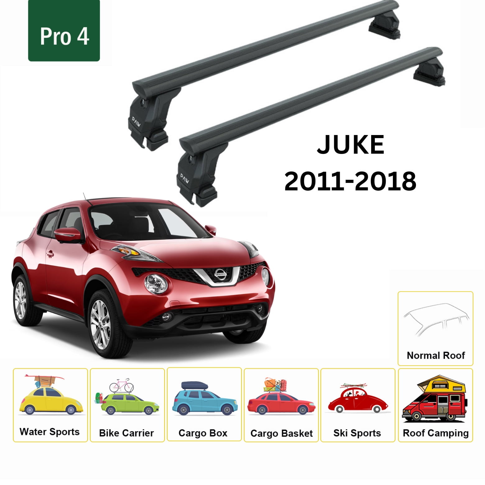 For Nissan Juke Roof Rack Cross Bars Metal Bracket Normal Roof Alu 2011 2017 Black Walmart