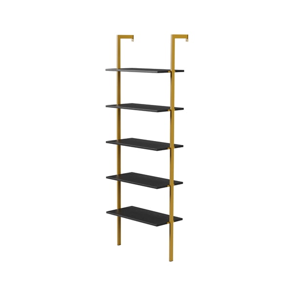 Wall-Mounted Ladder Shelf, 5 Tiers & 50lbs Per Shelf Support