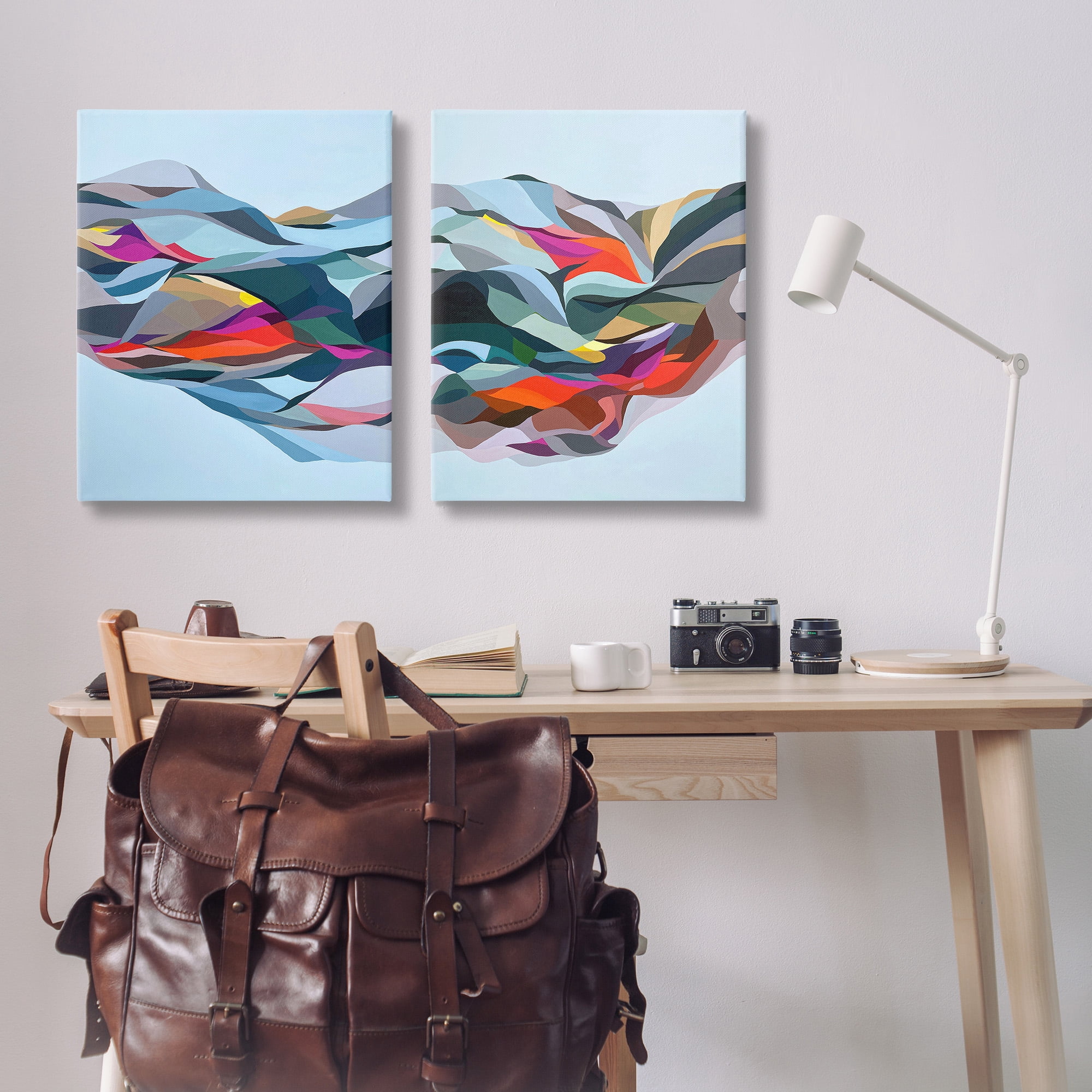 Stupell Industries Patterned Mountain Abstraction Abstract Painting Gallery Wrapped Canvas Art Print Wall Art, 24 x 30, Set of 2