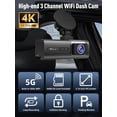 thumbnail image 3 of 3  5G WiFi Dash Cam, 4K+1080P+1080P Dash Cam Front and Rear Inside with 64GB Card, 3.16" IPS Screen, G-Sensor, Loop Recording, Parking , 170? Wide Angle, IR Night Vision, WDR,, 3 of 7