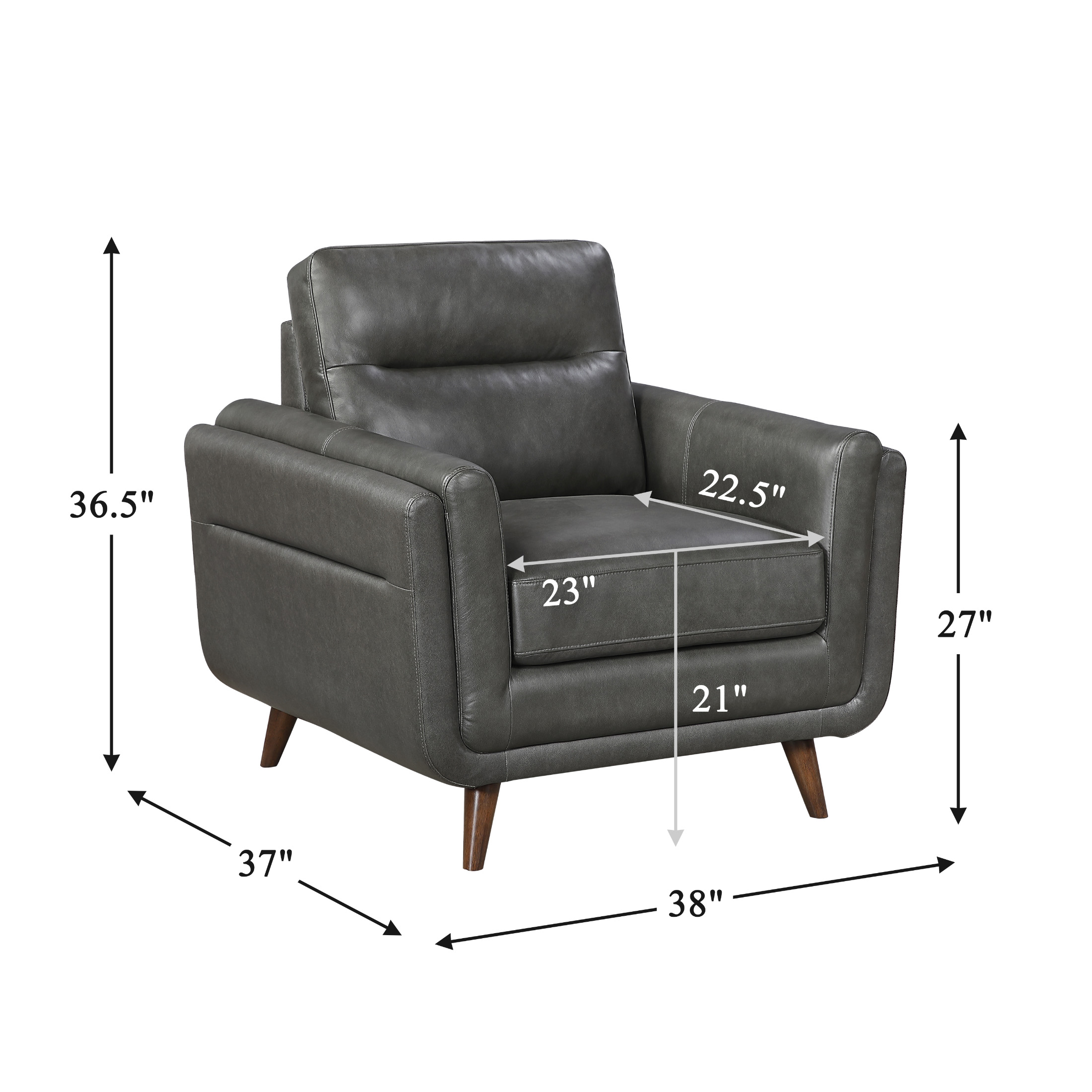 OakvillePark Husk Contemporary Leather Match Living Room Chair, Dark Gray