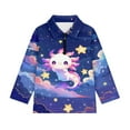 thumbnail image 4 of Psesaysky Girl's Cute Axolotl Galaxy Stars Graphic Print Preppy Cute Sweatshirts Long Sleeve Drop Shoulder Half Zipper Pullovers Athletic Thermal Coat 10-11 Years, 4 of 6