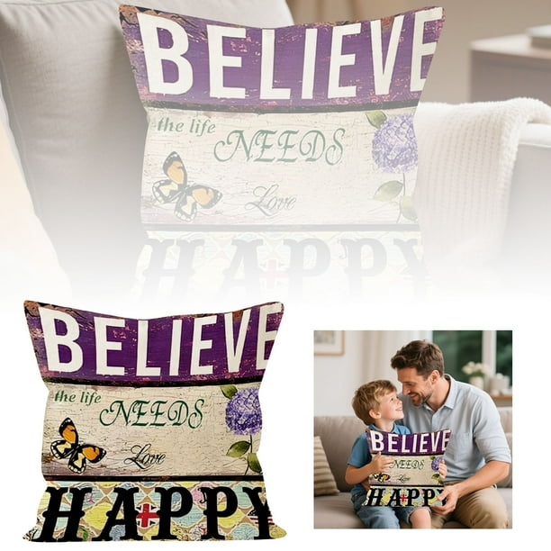 Funda De Almohada De Lino Para Verano Con Letras Impresas Digitalmente, Pequeña Y Fresca, Funda De Almohada Decorativa Para El Hogar