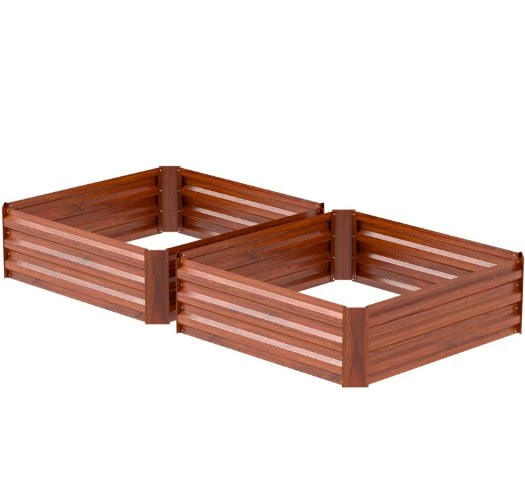 Planter Box, 2 Piece Metal Galvanized Raised Garden Bed for Growing Plant