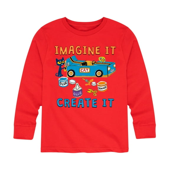 Pete The Cat - Imagine It Create It Race Car - Toddler And Youth Long Sleeve Graphic T-Shirt