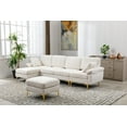 thumbnail image 2 of Sectional Sofa with Movable Ottoman,U Shaped Sofa Set with 2 Pillows and Golden Metal Legs,Upholstered Accent Sofa Couch Living Room Modular Sofa,Lounge Chaise for Living Room Apartment,White, 2 of 7