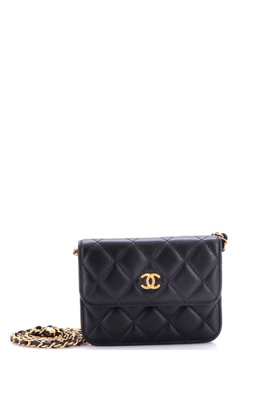 Pre-Owned Pearl Crush Flap Clutch with Chain Quilted Lambskin Mini By Rebag