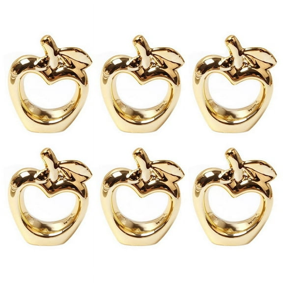 6Pcs Napkin Rings, Metal Plated Vintage Napkin Ring Buckle Holder for Dining Table Decoration,(Gold),6 x Napkin Rings,Gold
