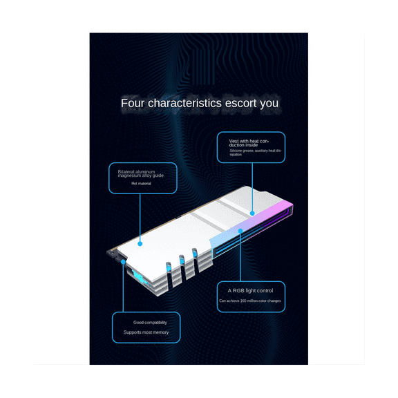 Computer DDR4 DDR5 5V ARGB Sync Memory Radiator PC RGB Colorful RAM Heatsink Cooler Cooling Shim Armor Silver White