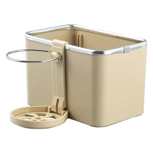 Car Armrest Storage Box Drink Drawer Foldable Adjustable Organizing Automotive Cup Holder RV Vehicle Phone Organizer Beige Single Holder