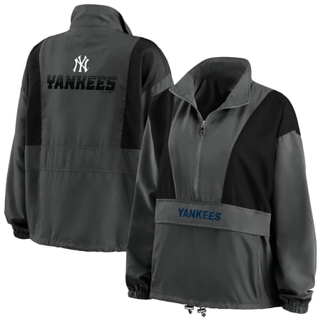 Women s WEAR by Erin Andrews Charcoal New York Yankees Packable Half-Zip Jacket