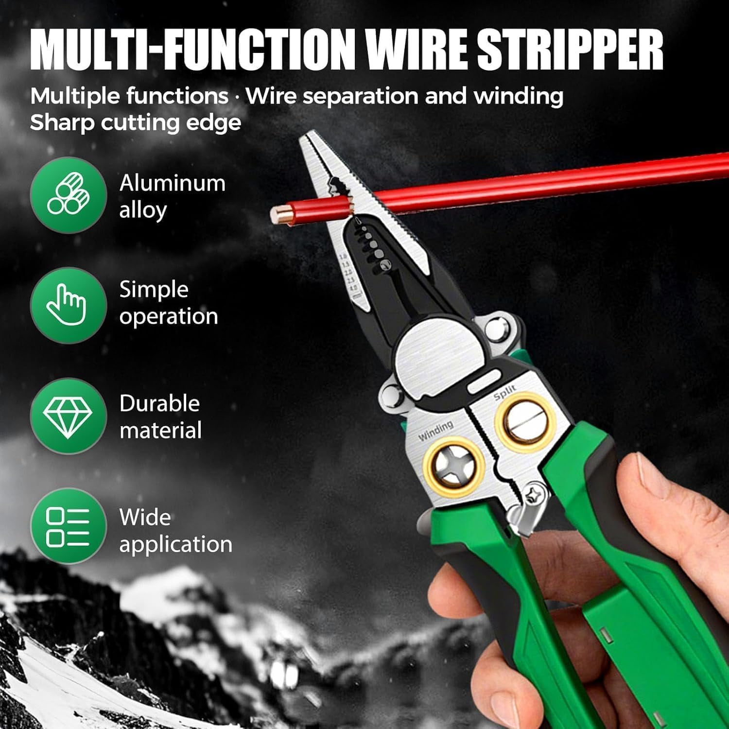 2026 New 8 in 1 Wire Stripper with Voltage Tester, Upgrade Heavy Duty Wire Stripper Pliers, Multi-function Electric Wire Stripping Tool Electrical Pliers for Cutting and Splitting (1 piece)TH