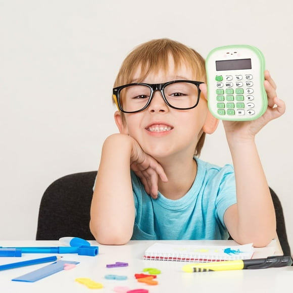 Calculadora estándar Lisbinx de 12 dígitos - Pantalla grande, botón redondo, color caramelo, calculadora básica portátil para oficina, hogar, escuela, rosa, marrón y verde, 10 x 8,2 cm