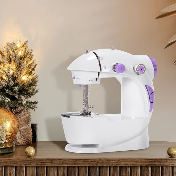 Mini Portable Sewing Machine with Foot Pedal, Adjustable Speed Beginner Sewing Machine for Mending & Crafts, Purple