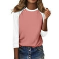 thumbnail image 6 of GERsome Women's Crew Neck Tunic Shirts Dressy Casual Color Block Tops 3/4 Long Sleeve Floral Blouses Relaxed Fit, 6 of 7