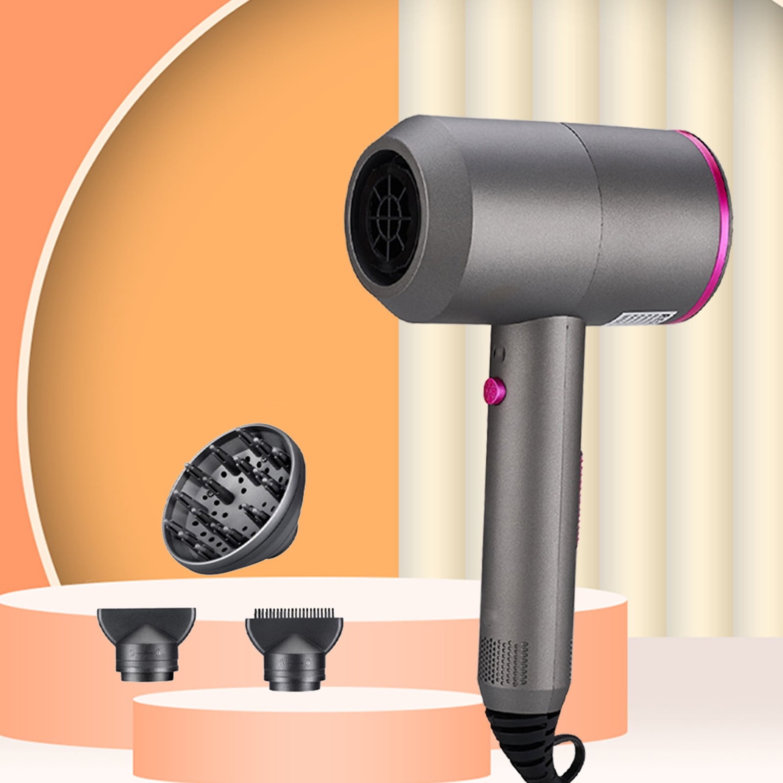 Hair Dryer With Diffuser, Lightweight Travel Hairdryer For Normal