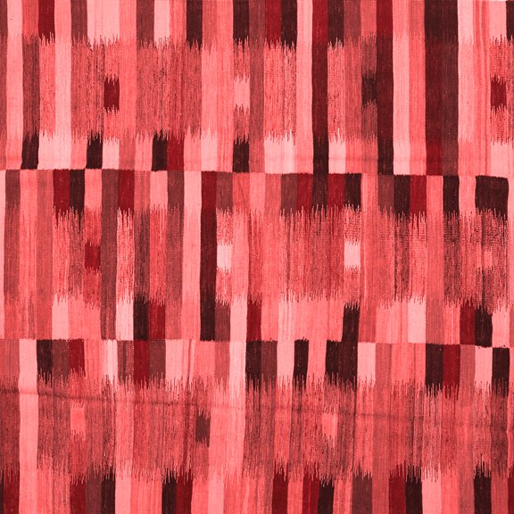Ahgly Company Indoor Square Abstract Red Contemporary Area Rugs, 5' Square