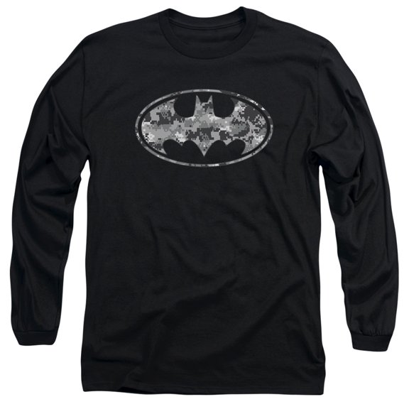 Batman Urban Camo Shield Long Sleeve Adult 18/1 T-Shirt Black