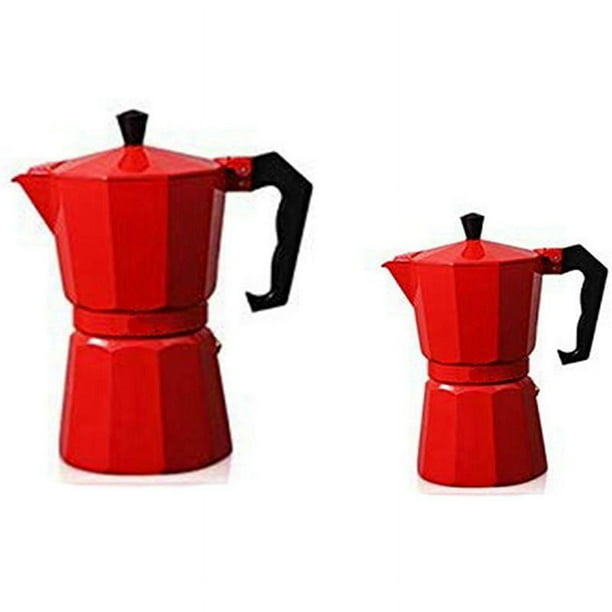 Cafetera italiana de aluminio para café moca, 2 unidades, tetera, cafetera de percolador para estufa, cafetera espresso de 300 ml y 150 ml