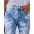 thumbnail image 2 of Women's Floral Print Flare Jeans High Waisted Stretch Long Denim Pants Baggy Bell Bottom Waisted Vintage Fashion Boyfriend, 2 of 5
