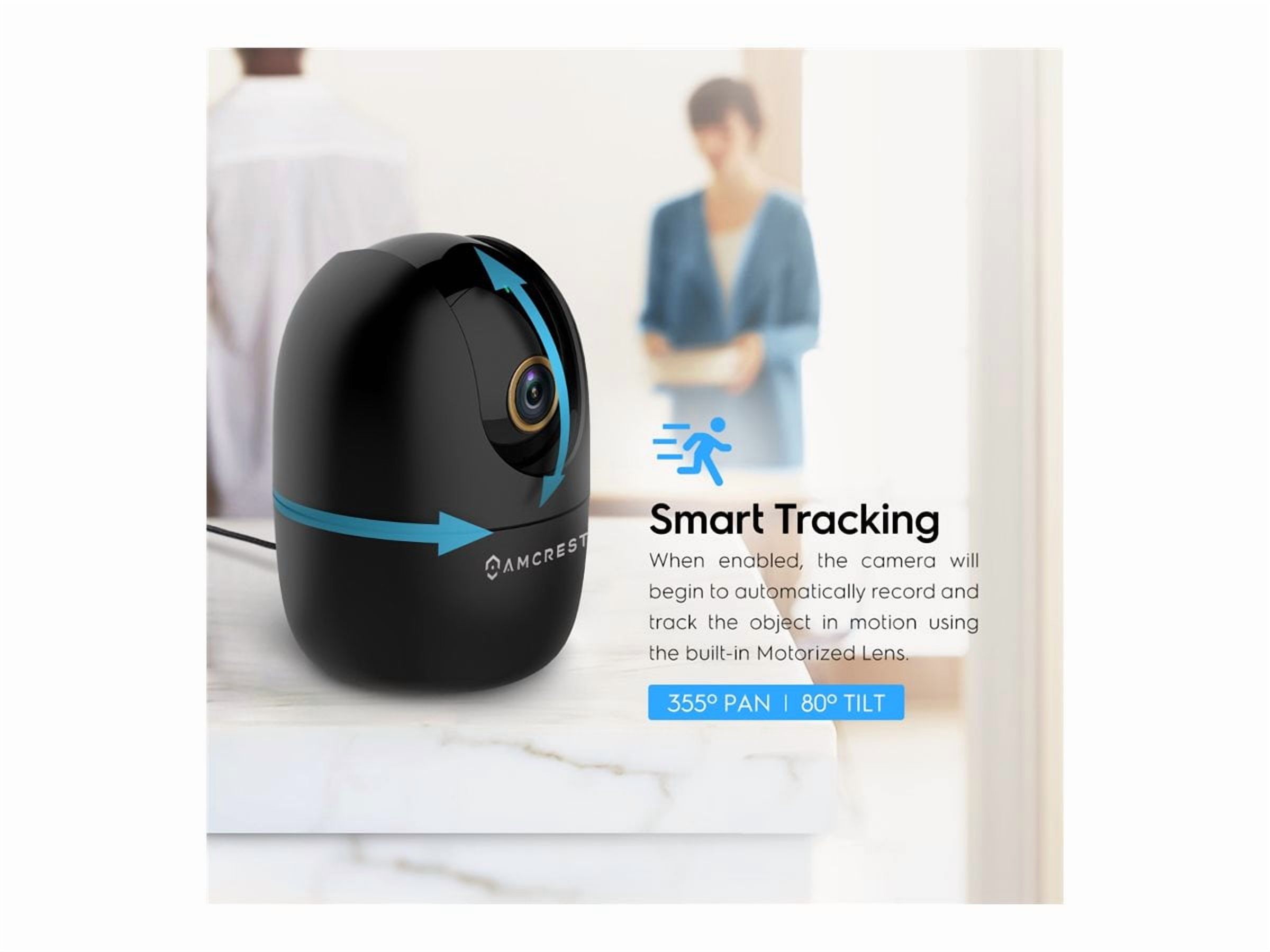 Amcrest 4MP WiFi Camera Indoor, Dog Camera, Sound & Baby Monitor, Human & Pet Detection, Motion-Tracking, w/ 2-Way Audio, Pan/Tilt Wireless IP Camera, Night Vision, Smart Home ASH41-B