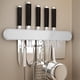 thumbnail image 4 of Qazbgdl - Soporte de Pared para Cuchillos y Raspadores Sin Taladro | Organizador de Utensilios de Cocina con 6 Ganchos | Almacenamiento de Plástico Negro o Blanco para Toallas y Llaves, 4 of 6