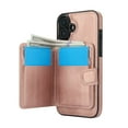 thumbnail image 2 of 2 in 1 Detachable Magnetic Phone Cases Compatible with iPhone 16, with Credit Card Holder, Classic Durable Premium PU Leather Kickstand Rugged Flip Cover for Women Men, Rosegold, 2 of 6