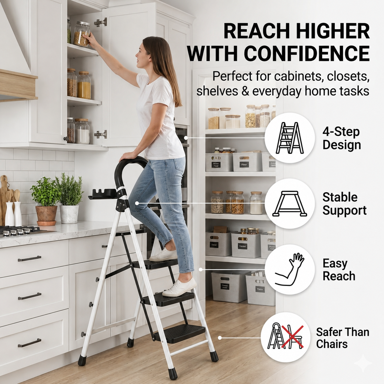 Musment 4-Step Folding Ladder with Handrail photo 2