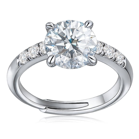 Silver Adjustable CZ Ring for Women – Trendy Cubic Zirconia Engagement & Promise Ring, Silver & Rose Gold, Gift for Her 4-7
