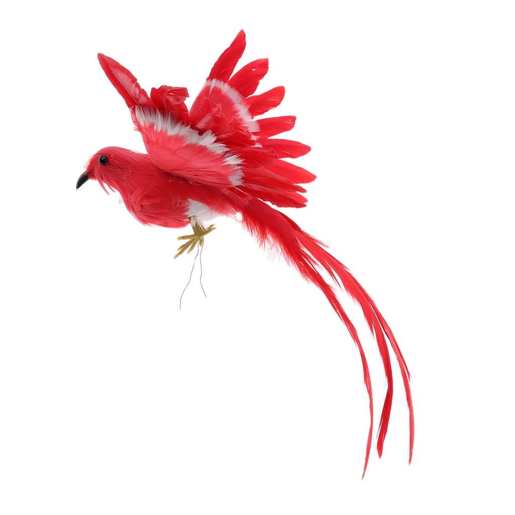 Artificial Xmas Feather Birds Long Tail Tree Decorations Craft Ornaments 