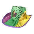 thumbnail image 4 of Sharplace Sequin Cowboy Hat Mardi Gras Hat Cap Decorative Costume Accessory Western Cowgirl Hat for Nightclub Party Supplies Mardi Gras Sequin Pattern, 4 of 10