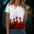 thumbnail image 5 of HCNTES Womens Spooky Halloween Shirts Cute Short Sleeve Funny Pumpkin Graphic Tee Ghost Tops Halloween Costumes Fall(M,A415-Brick Red), 5 of 7