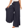 thumbnail image 3 of Satingcolo Women Summer Beach Vacation Pants High Waisted Wide Leg Pants Loose Flowy Casual Palazzo Lounge Trousers, Size S-2XL, 3 of 5