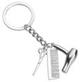 thumbnail image 3 of Hair Salon Tools Keyring Hair Stylist Keychain With Hair Dryer Scissors Comb Charm Silver, 3 of 3