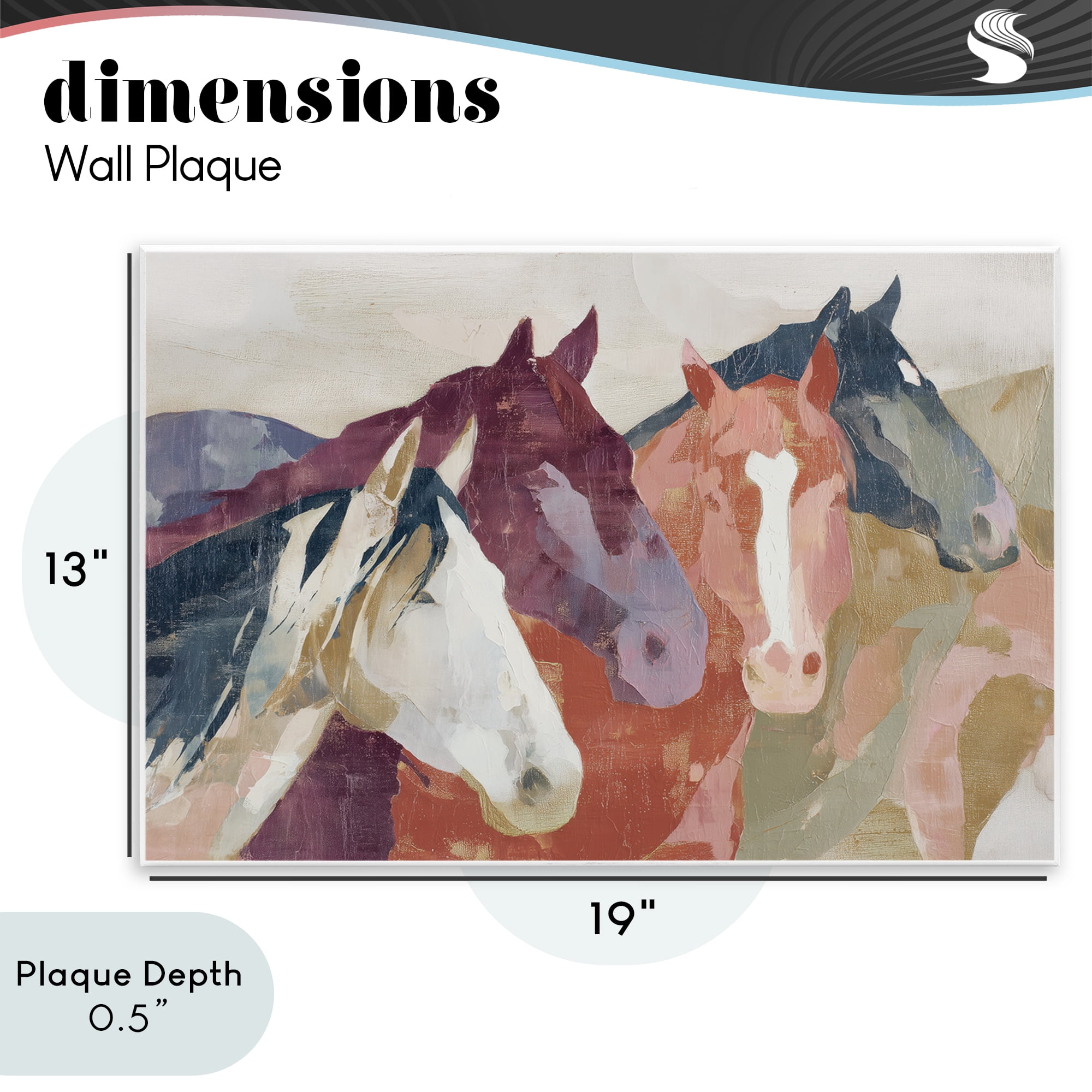Stupell Industries Calm Horses Abstraction Wall Plaque Art, design by Chromatic Storm Studio