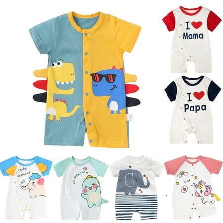 

WIBACKER 0-24M Baby Girls Boys 3D Cotton Summer Cartoon Short Sleeve Romper-Cooler Dinosaur