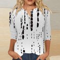 thumbnail image 2 of Womens Colorful Shirt Womens Cotton Tshirts,2024 Fashion Three Quarter Sleeve Blouse Summer V-Neck Tunic Women's Trendy Blouse Print Tshirt Tops,Womens Shirts(Size:2XL), 2 of 4