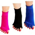 thumbnail image 1 of Toe Separator Socks, 3 Pairs Foot Alignment Socks Yoga Gym Massage Toeless Socks Pain Relief Improves Circulation Stretchy For Women, 1 of 4
