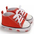 thumbnail image 3 of Nuevos zapatos para bebés, zapatillas clásicas de lona informales para niños y niñas, primeros pasos para recién nacidos, zapatos para caminar antideslizantes de suela blanda D2486, 3 of 5