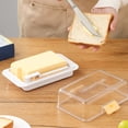 thumbnail image 2 of Kadlawus 2Pcs Butter Storage Box for Kitchen, Plastic Cheese Cutter Container, Divided Food Organizer for Refrigerator, Lid Box for Cheese, Butter, Vegetables, 2 of 9