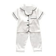 thumbnail image 2 of BOOMNY Child Girls Pajamas Sets 2 Peice Soft Short Sleeve Buttons Satin Sleepwear Tops Pants Pjs Set for Kids Cozy Loungewear Homewear, 2 of 4
