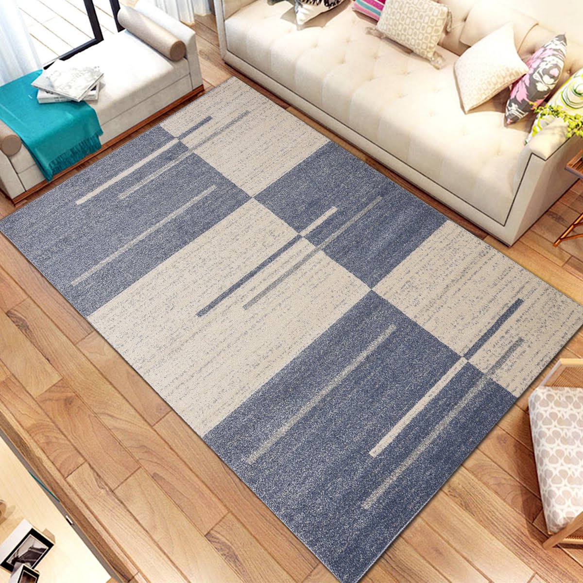 Piano String Area Rug MNC 100 Blue 2' x 3'