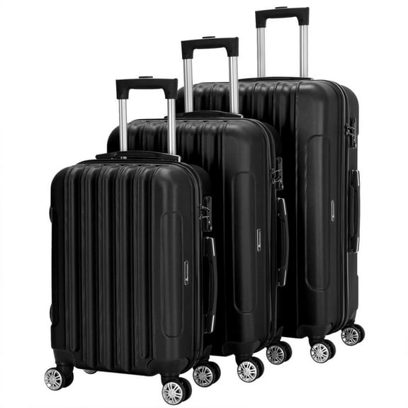 Zimtown 3 Piece Nested Spinner Suitcase Luggage Set With TSA Lock Black
