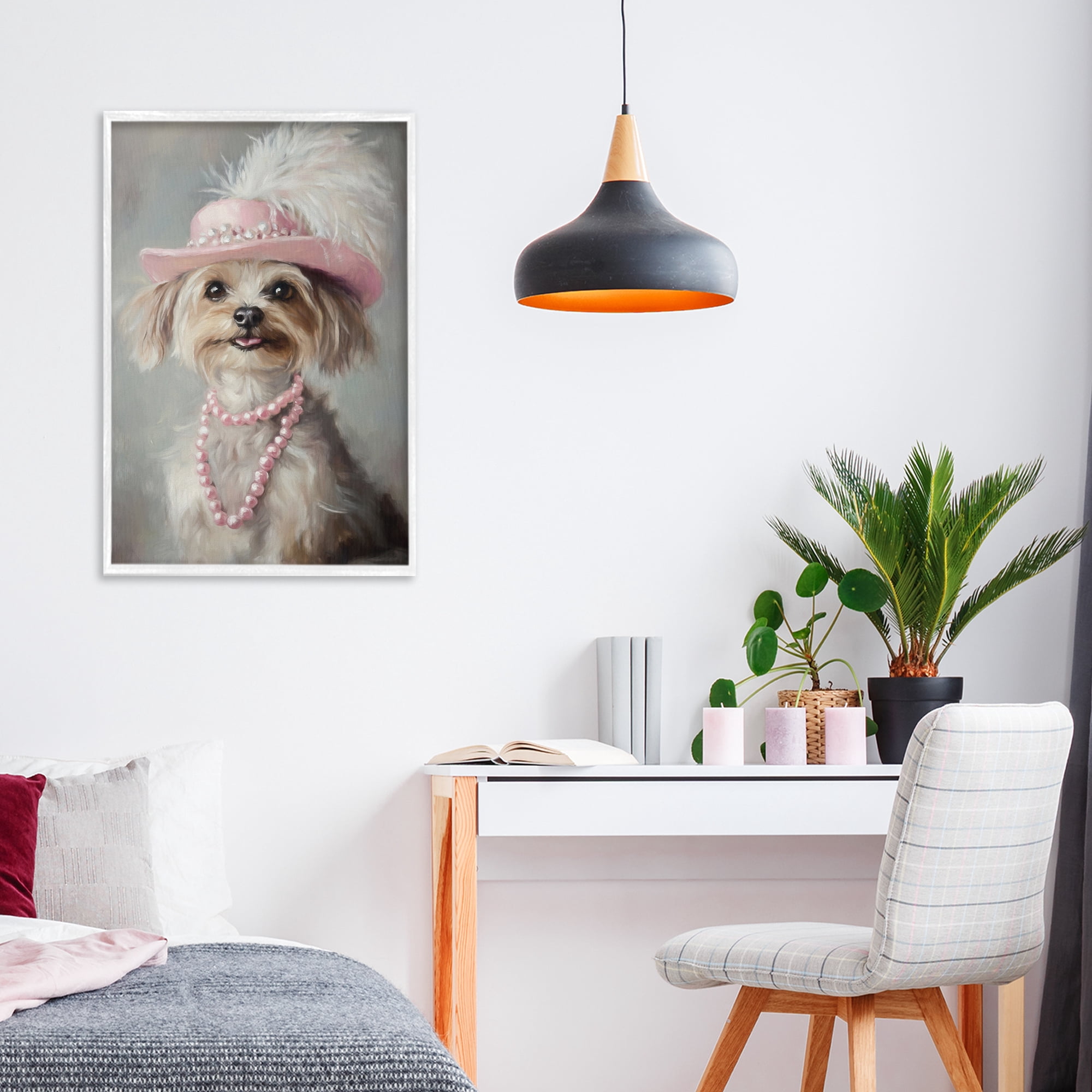 Stupell Industries Lady Yorkie Portrait White Framed Giclee Art, design by Tina LeCour