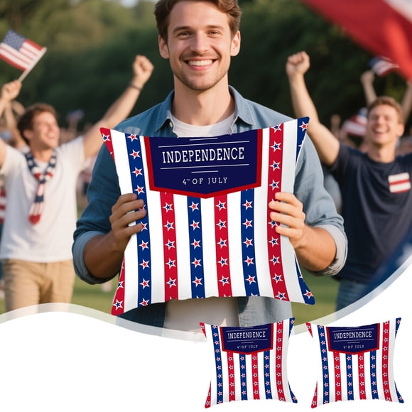 Patriotic Pillow Covers for Couch, Throw Pillow Cases for Holiday Decoration | American Flag Cushion Covers for Independence Day, Memorial Day, Fourth Of July | Outdoor Indoor Decorative Pillowcase