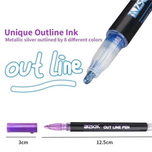 Fastboy Outline Stylos de marquage métalliques 12 Couleurs Stylos de marqueur double ligne Écriture Dessin Stylo de marqueeur pour bureau d'école