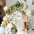 thumbnail image 1 of Arco de globos verde salvia, kit de arco de guirnalda de globos verde aguacate, verde menta, blanco, dorado, globos de látex, paquete de 103 piezas para cumpleaños, baby shower, boda, jungla, 1 of 5